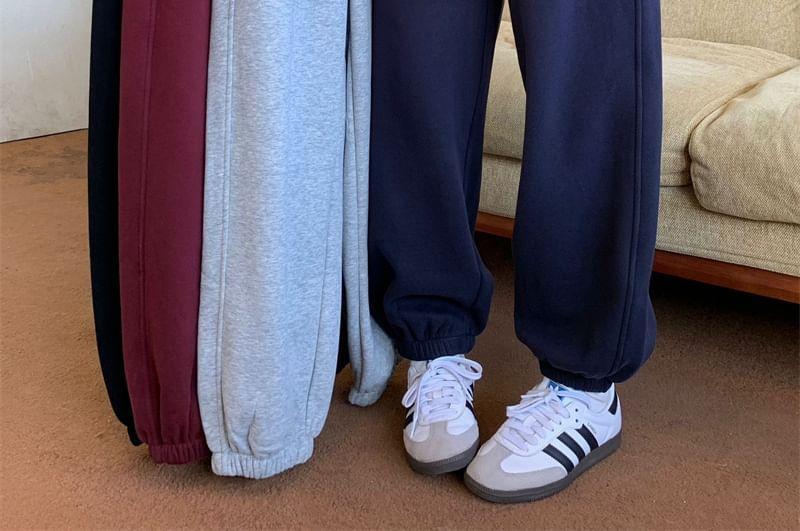 Drawstring Waist Heart Embroidered Sweatpants Product Image
