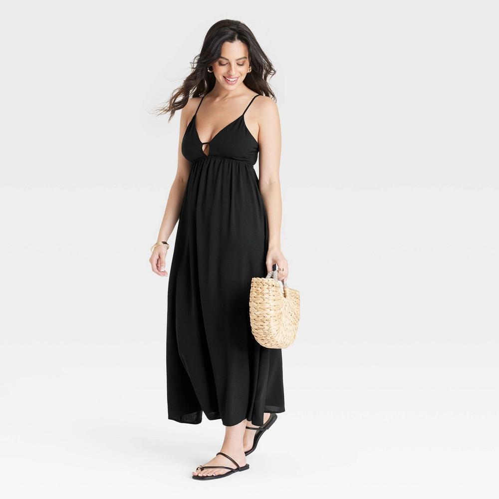 Womens Ruched Midi Dress - A New Day Black 4X Product Image