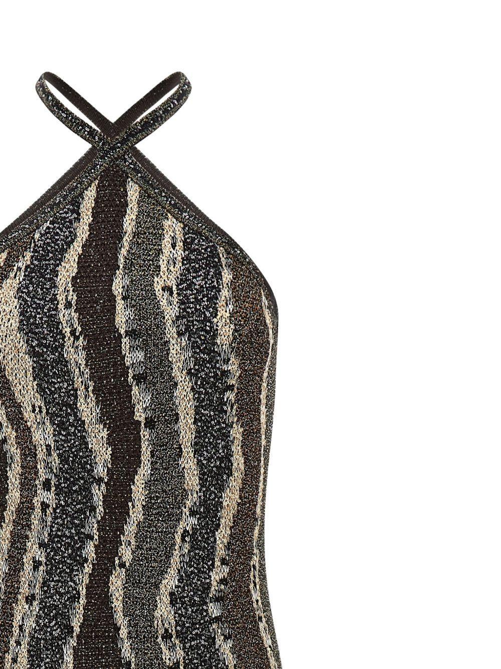 wave-pattern halterneck  maxi dress Product Image