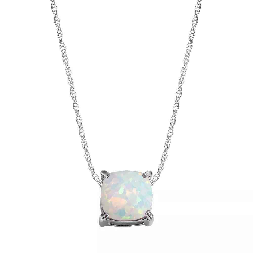 Designs by Gioelli Sterling Silver Lab-Created Opal Pendant, Women's, Size: 18", White Product Image