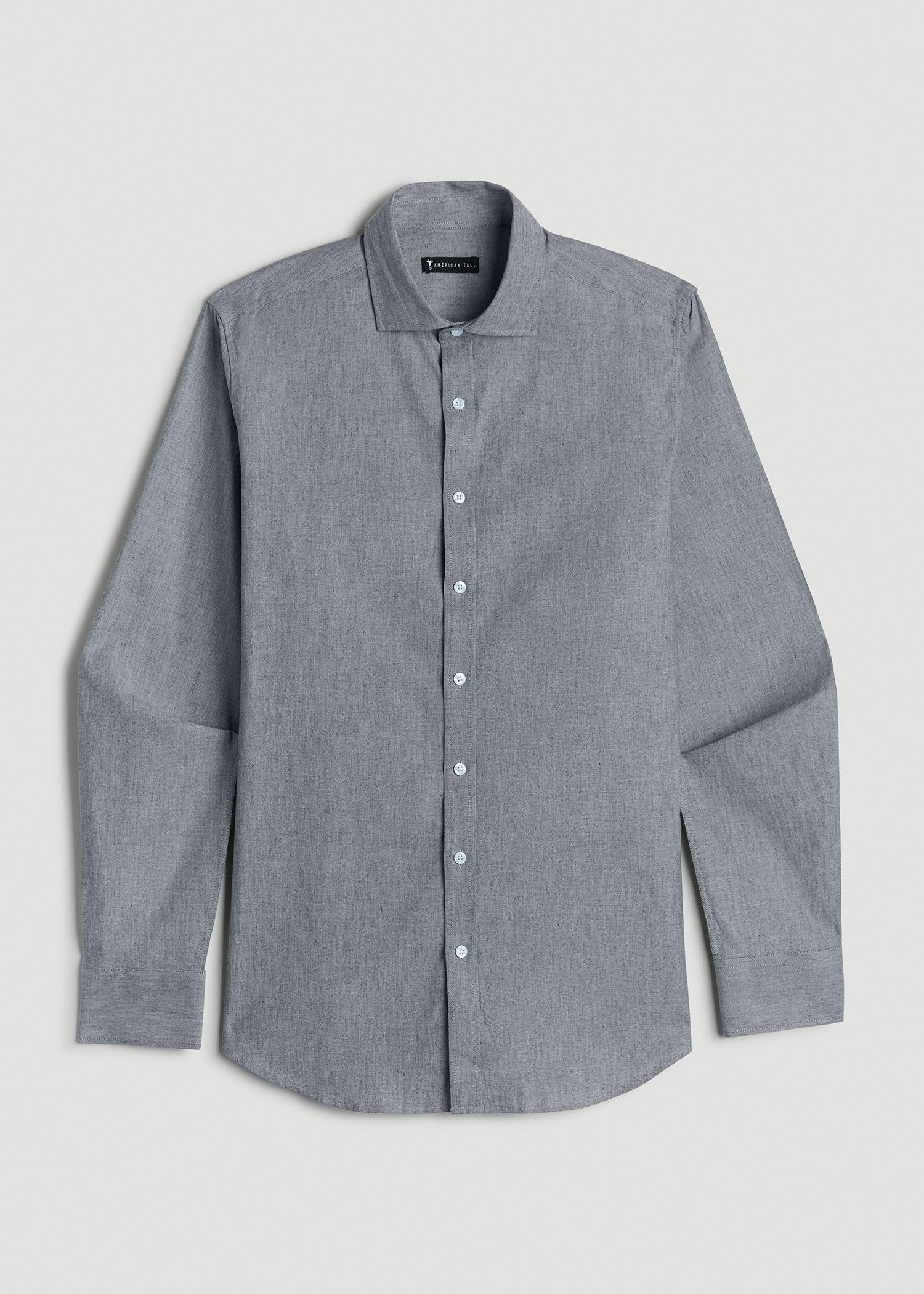 Stretch Linen Dress Shirt for Tall Men in Evergreen Mix Product Image