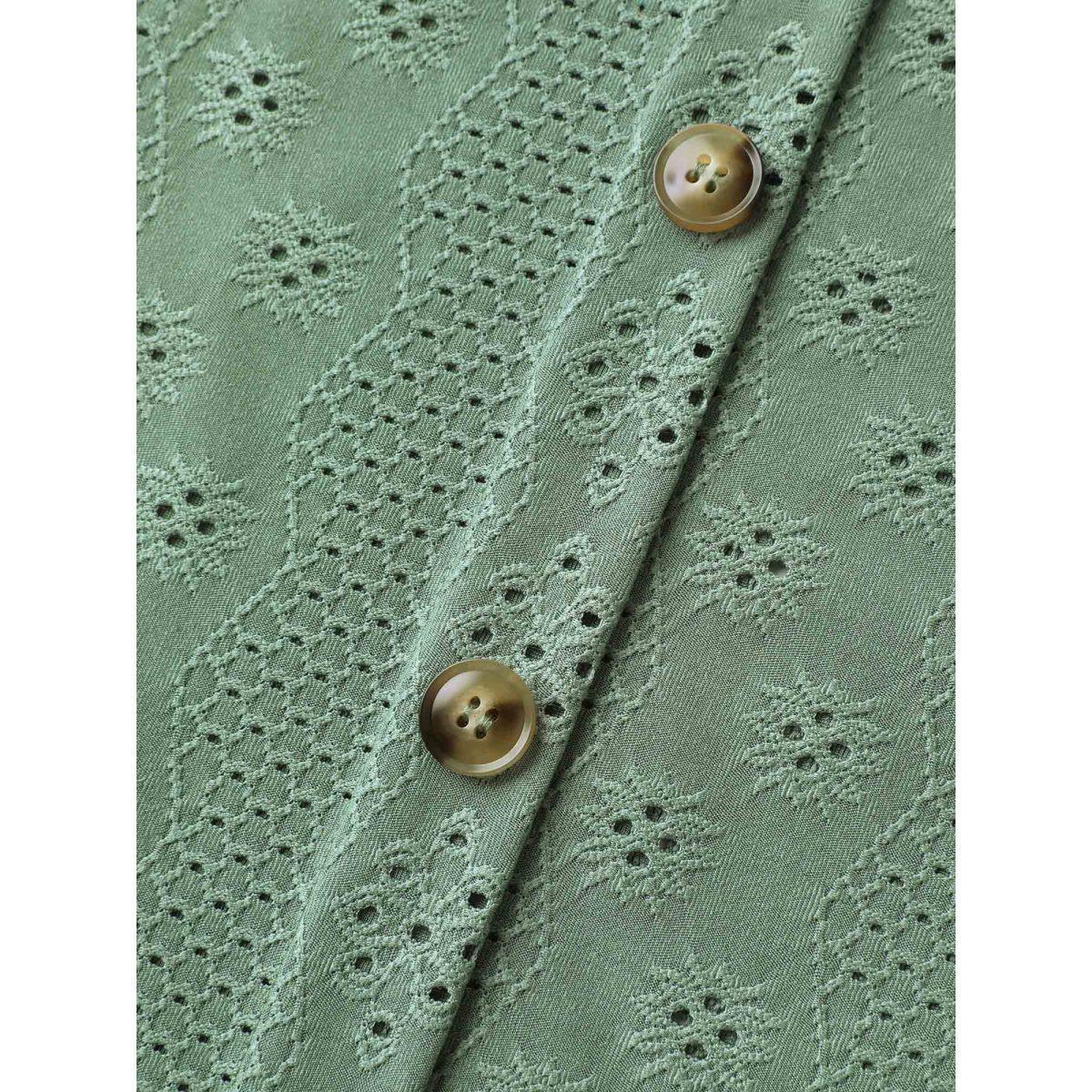 Plus Size Cut-Out Textured Button Detail Tank Top Women Greenbean Texture Round Neck Everyday-Casual Tank Tops Camis BloomChic 30/6X Product Image