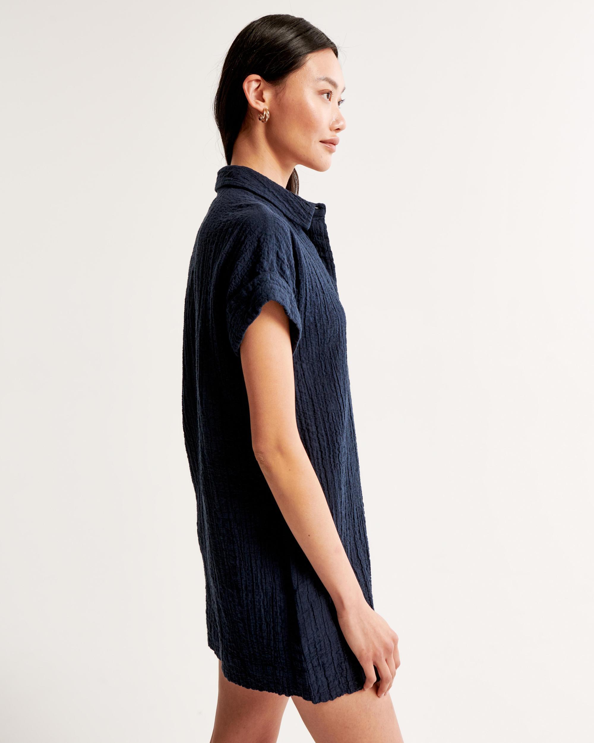 Textured Button-Through Shirt Dress Product Image