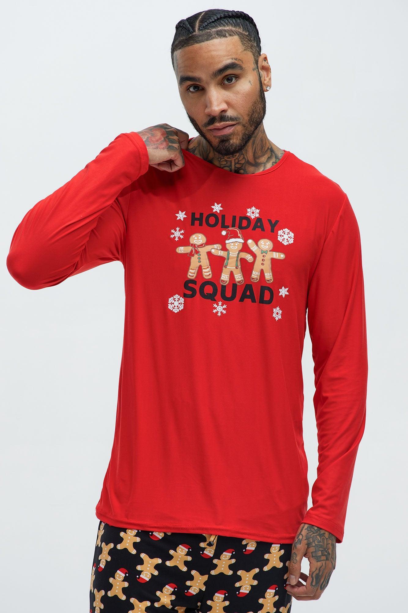Holiday Squad Gingerbread Holiday PJ Set - Red/Black Product Image