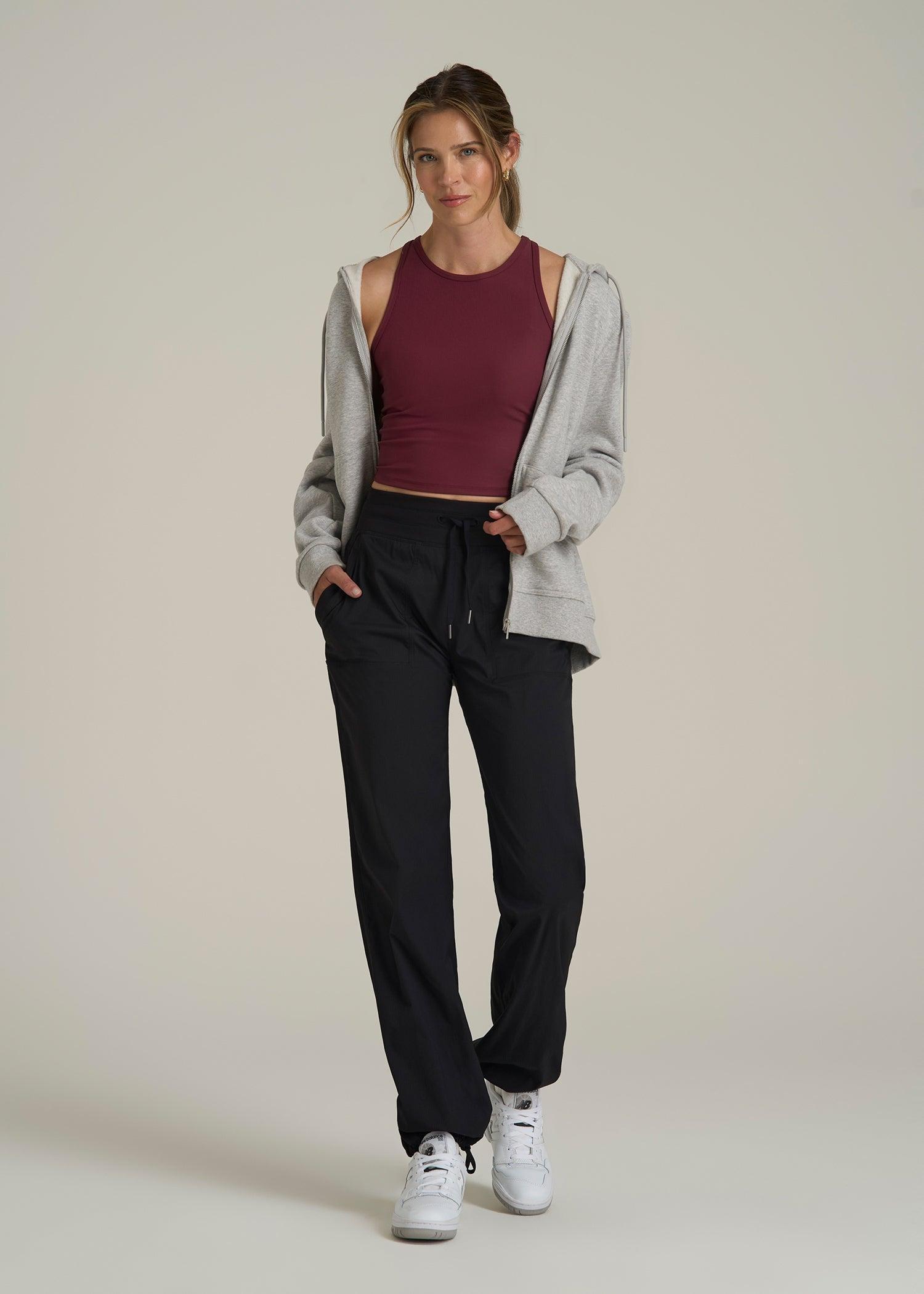 Cropped Ribbed Tank Top for Tall Women in Tawny Port Product Image
