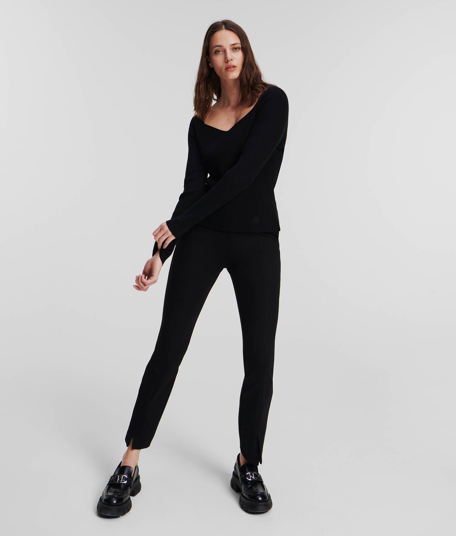 LONG-SLEEVED RIB KNIT TOP Product Image