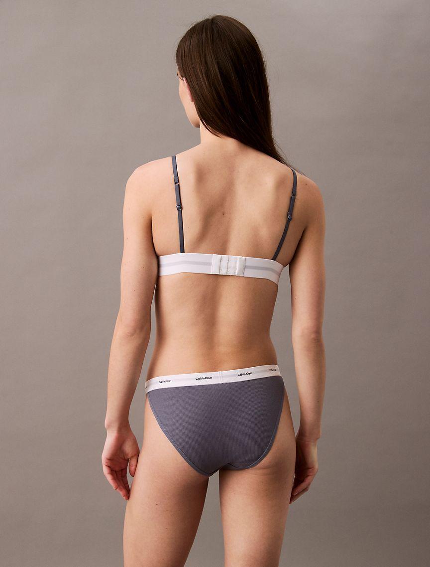 Calvin Klein Women's Cotton Stretch Rib String Bikini - Purple - L Product Image
