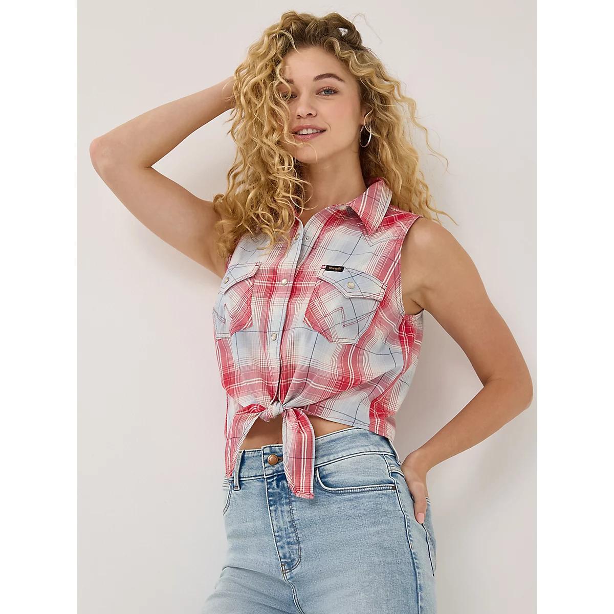 Women's Western Tie Front Shirt in Misty Product Image