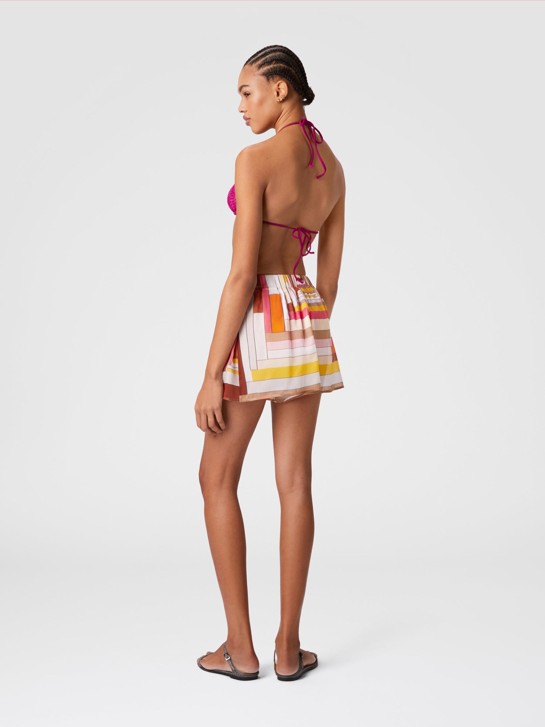 Printed silk cover-up shorts with belt Product Image