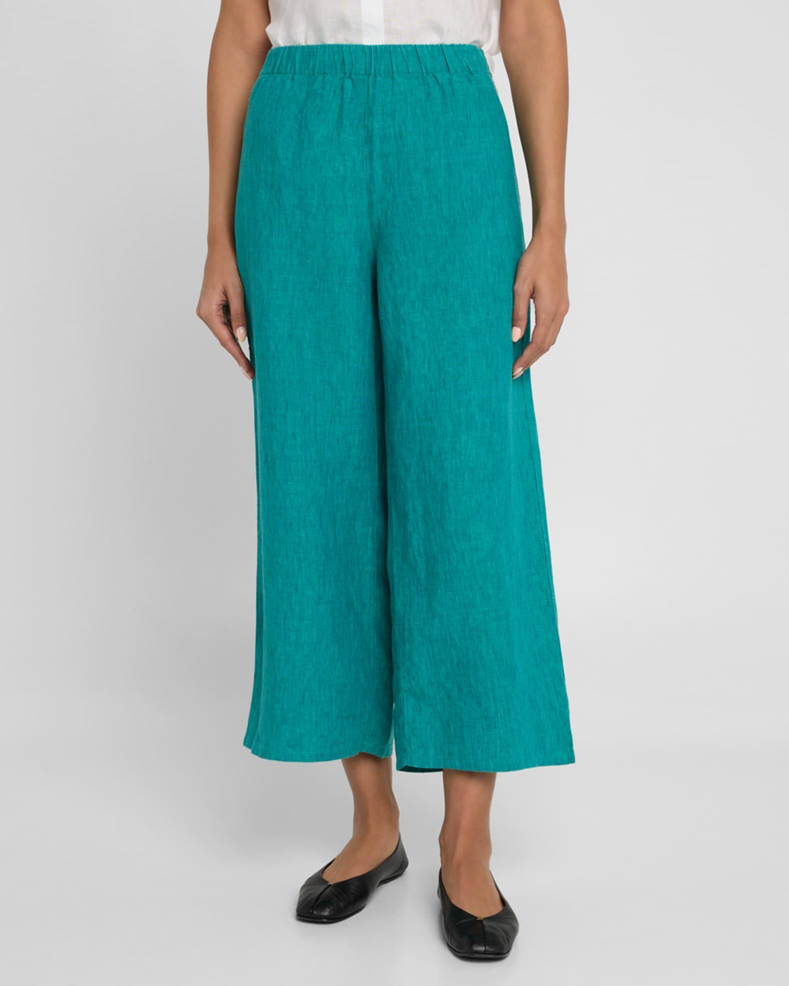 Cropped Wide-Leg Organic Linen Pants Product Image
