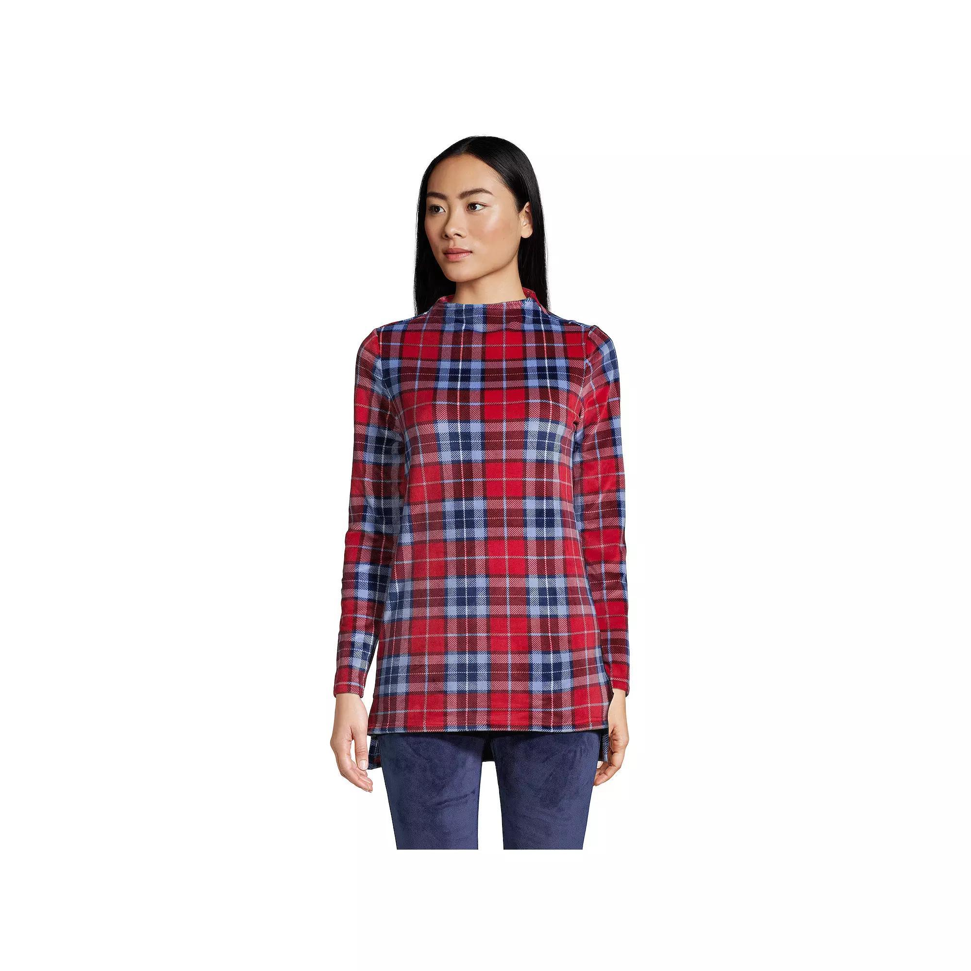Petite Lands' End Cozy Long Sleeve Pajama Top & Pajama Leggings Set, Women's, Size: Small Petite, Rich Red Team Plaid Product Image