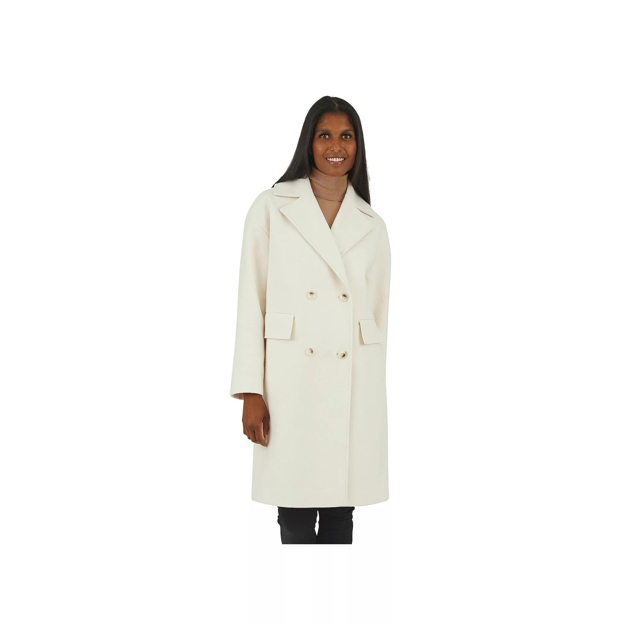 Women's Fleet Street Double Breasted Long Woven Coat, Size: Large, Green Product Image