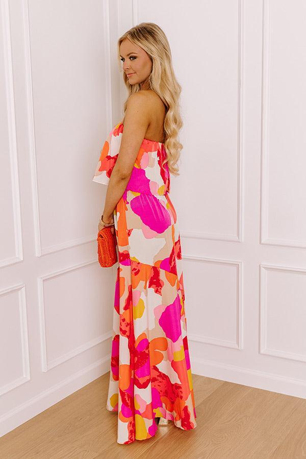 Cancun Cutie Strapless Maxi Dress in Coral Product Image