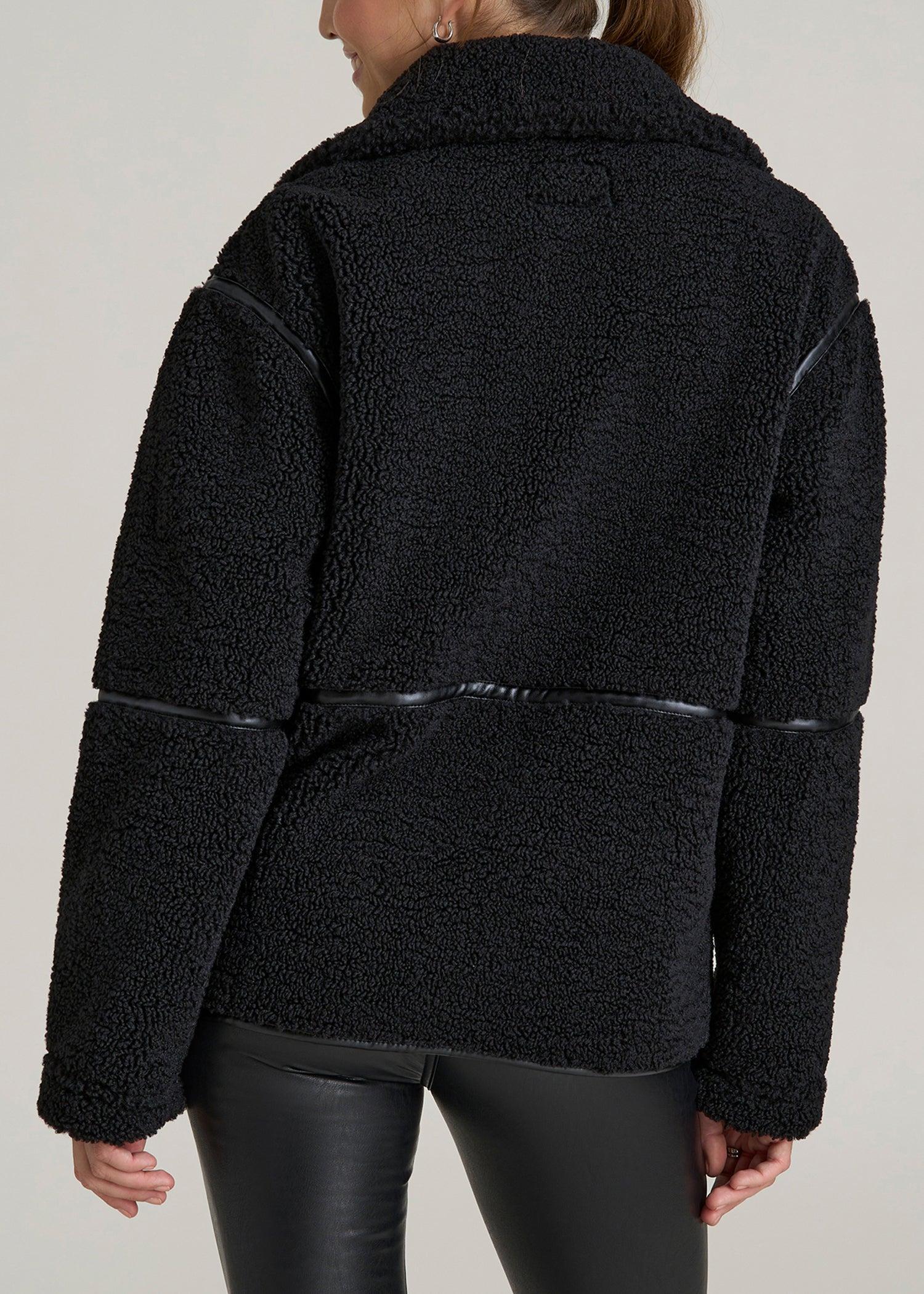 Relaxed Shearling Jacket for Tall Women in Black Product Image