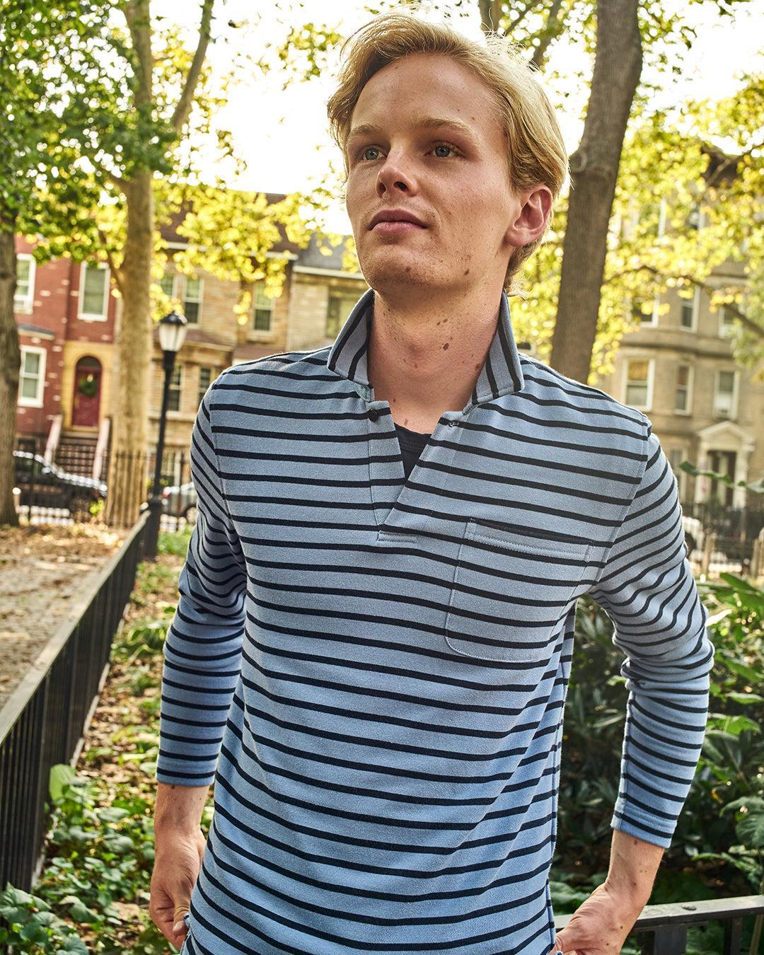 Acadia Polo in Atlantic Blue/Navy Loopback Terry Product Image
