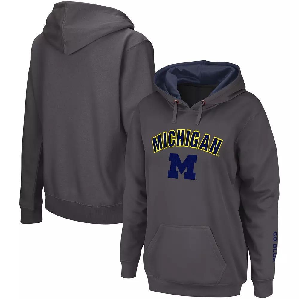 Women's Colosseum Charcoal Michigan Wolverines Arch & Logo Pullover Hoodie, Size: XL Product Image