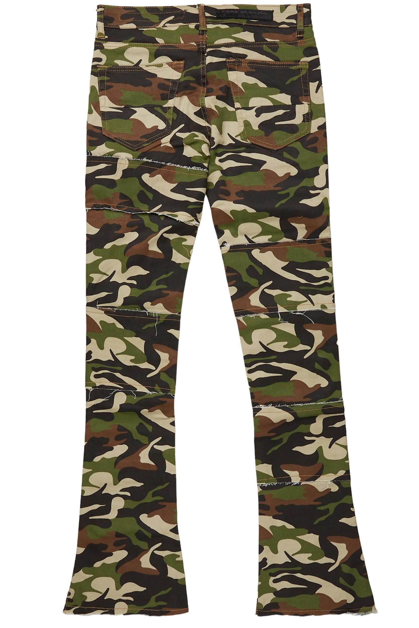 Duggar Green Camo Cargo Stacked Flare Jean Male Product Image