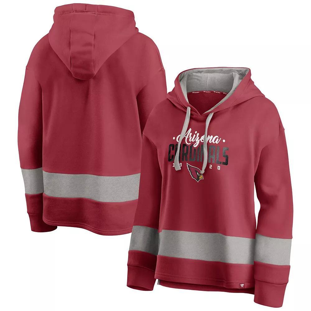 Women's Fanatics Cardinal/Gray Arizona Cardinals Huddle Up Fundamental Fleece Color Block Pullover Hoodie, Size: XL, Red Product Image