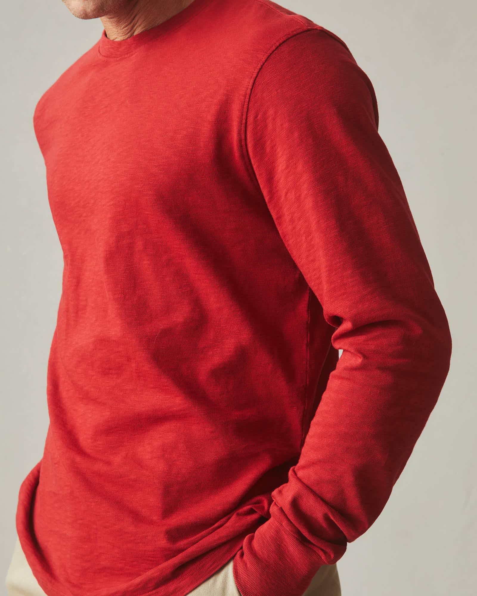 Premium Slub Crew Tee Long Sleeve - Real Red Female Product Image