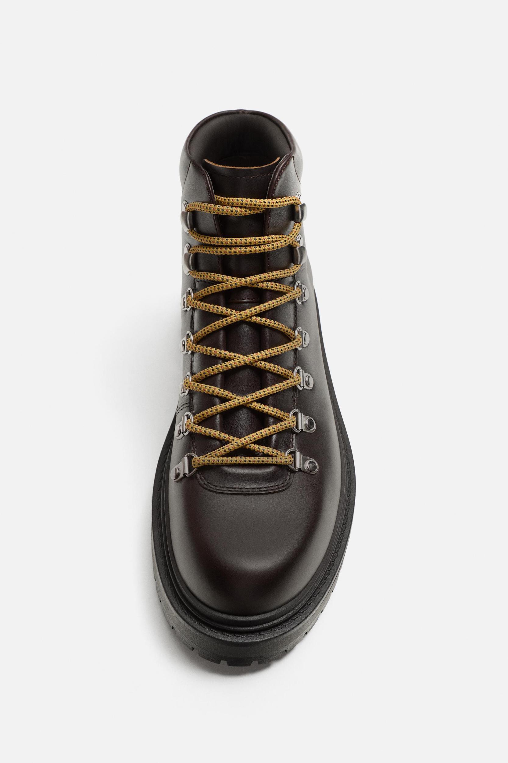 LACED LEATHER BOOTS Product Image
