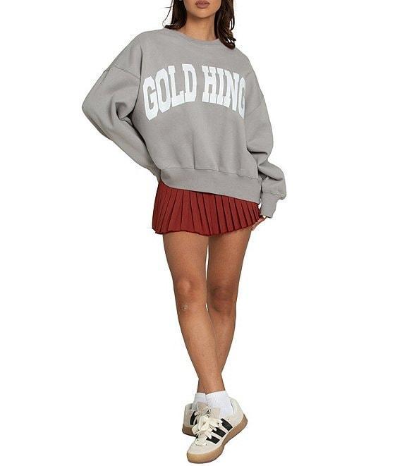 GOLD HINGE Wide Arm Crew Neck Long Sleeve Logo Sweatshirt Product Image