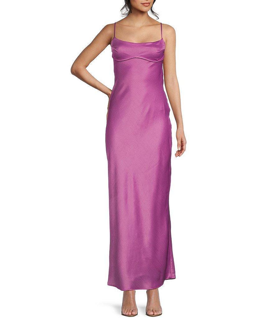 Allison & Kelly Satin Bar Back Long Dress Product Image