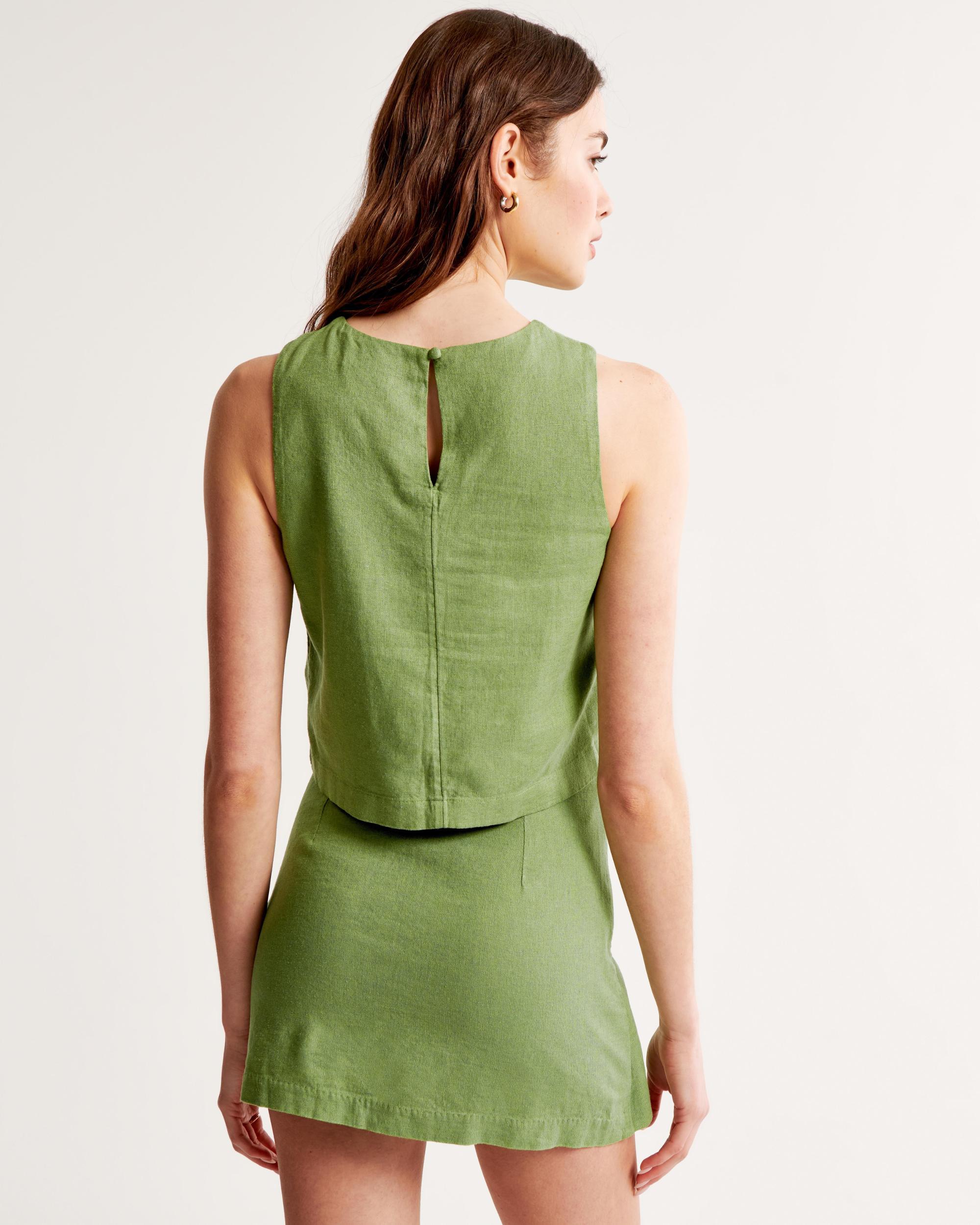 The A&F Scarlett Linen-Blend Wrap Mini Skort Product Image