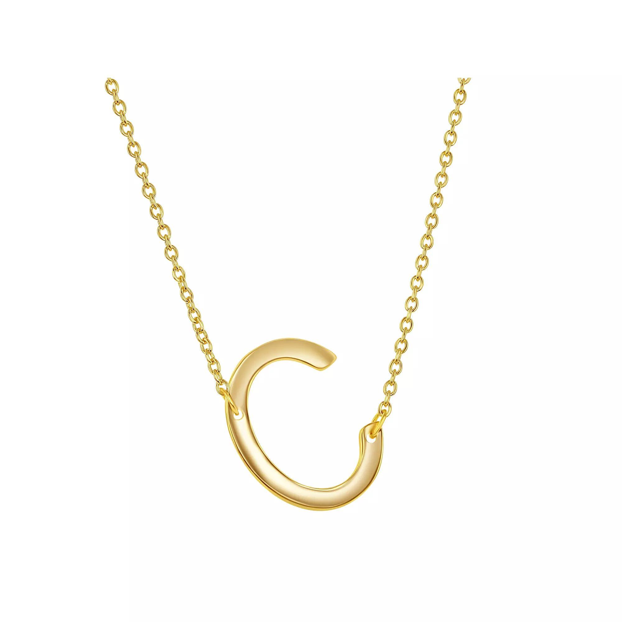 Sterling Silver Sideways Initial Necklace, Women's, Size: 16-18" ADJ, Gold Tone Z Product Image