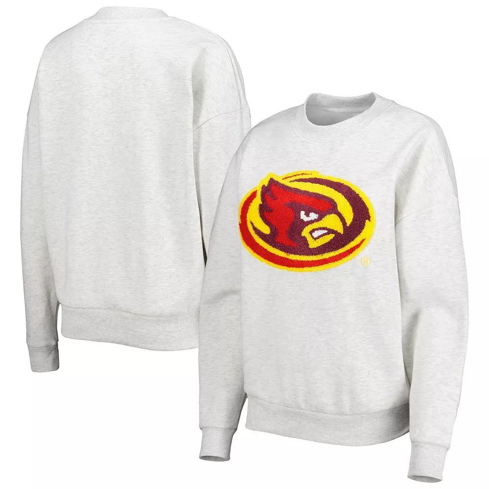 Women's Gameday Couture Heather Gray Iowa State Cyclones Chenille Patch Fleece Pullover Sweatshirt, Size: Large, Grey Product Image