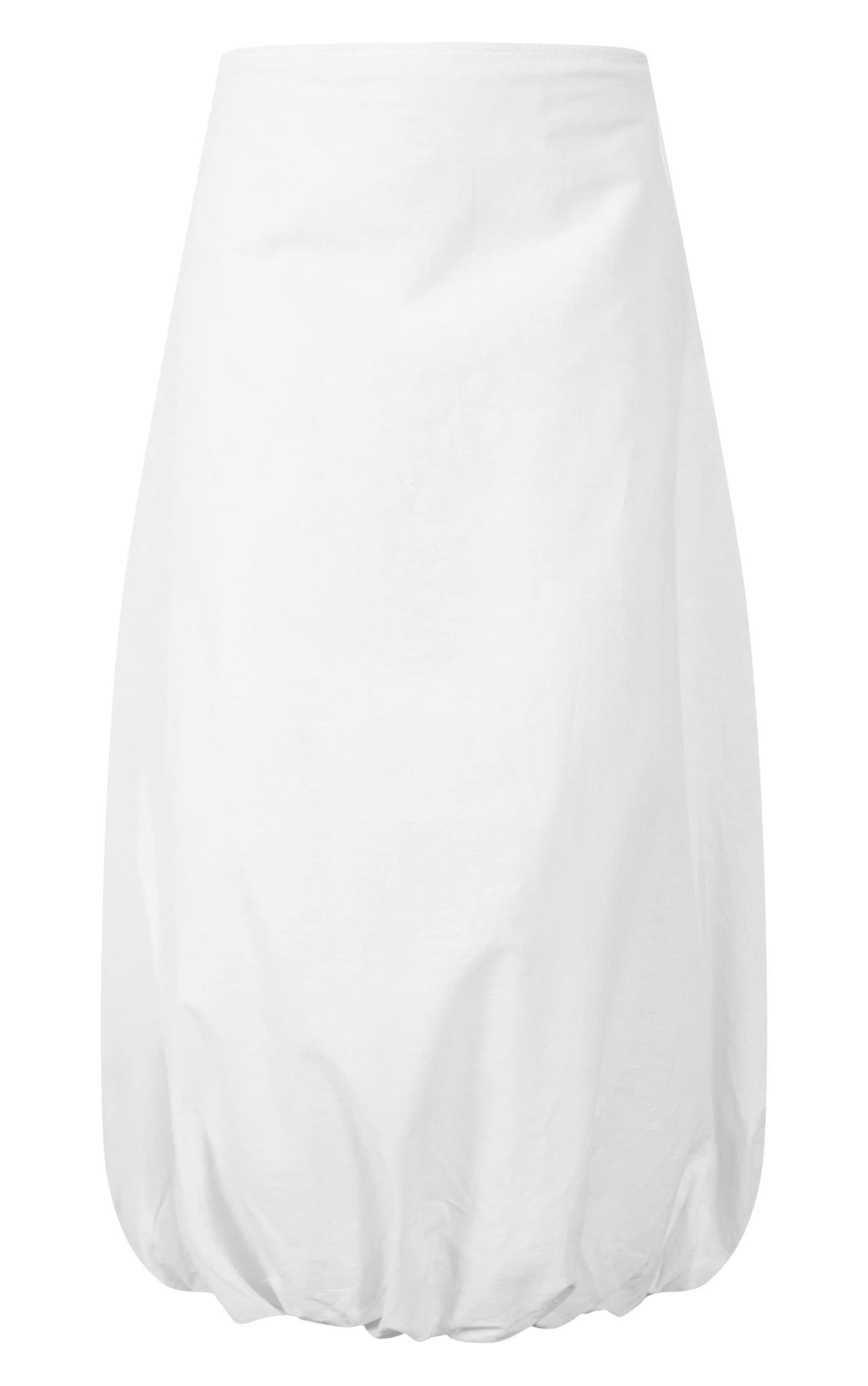 White Cotton Puffball Maxi Skirt Product Image