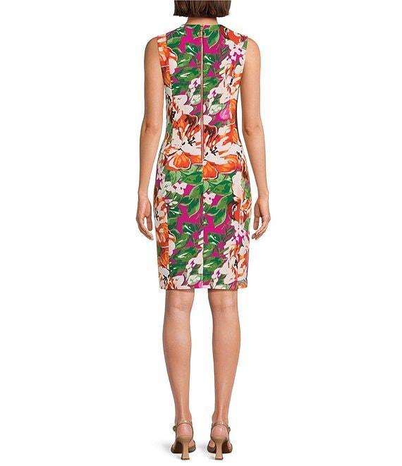 Investments Scuba Crepe Floral Print Sleeveless Sheath Dress Product Image