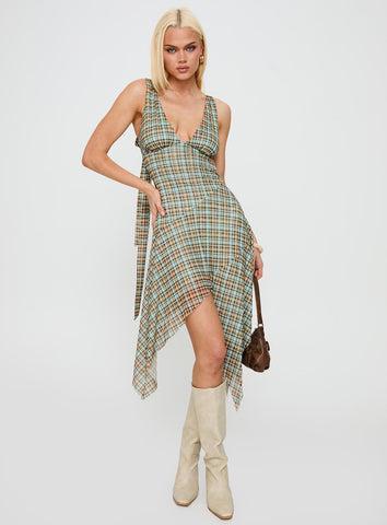Blaize Asymmetrical Midi Dress Multi Check Product Image