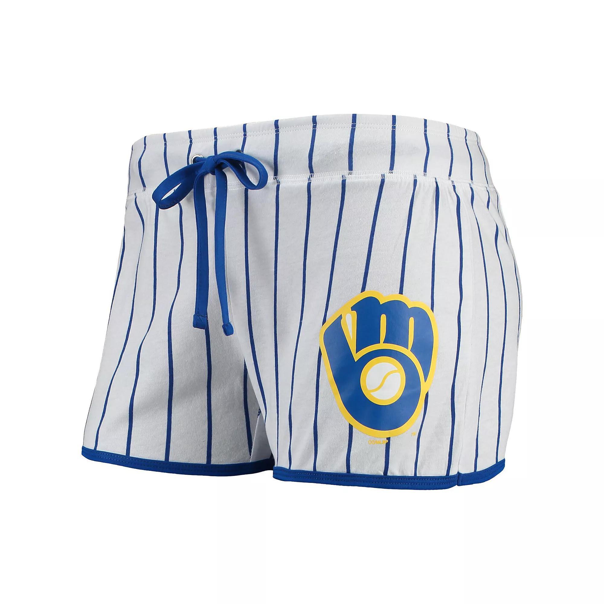 Women's Concepts Sport White/Royal Milwaukee Brewers Vigor Sleep Shorts, Size: Small Product Image