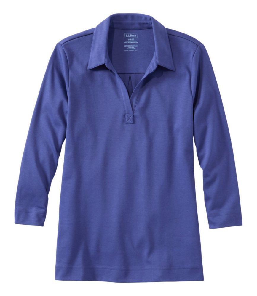 Women's Pima Cotton Tee, Three-Quarter-Sleeve Polo Product Image
