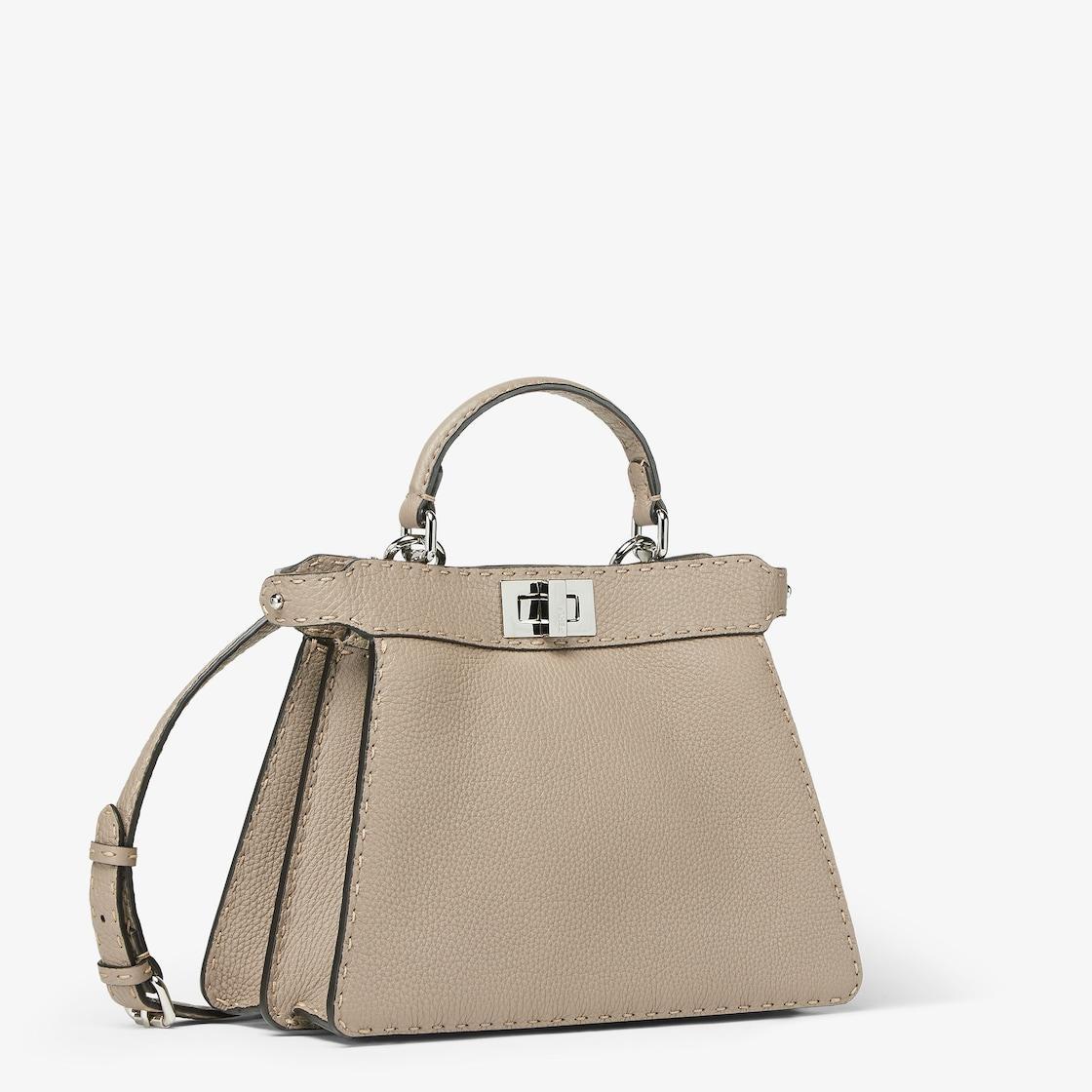 Peekaboo ISeeU SmallDove gray Selleria bag with 1254 hand-sewn topstitches Product Image