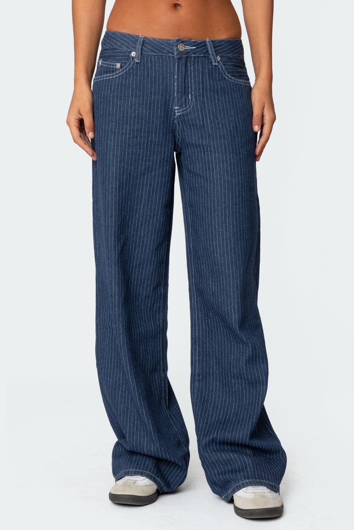 Pinstripe Low Rise Jeans Product Image