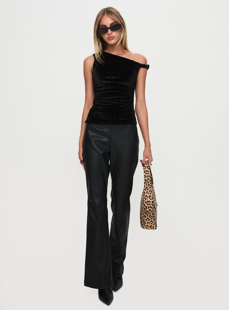 Dream Came True Asymmetrical Velvet Top Black Product Image