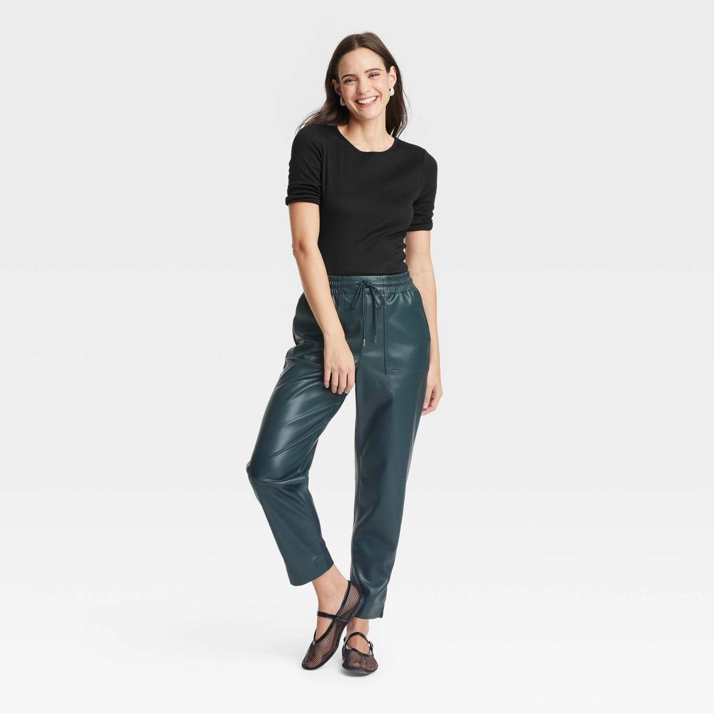 Women's Slim Fit Elbow Sleeve T-Shirt - A New Day™ Black XS: Crew Neck, Pullover Style Product Image