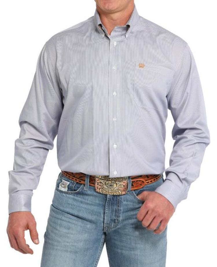 SALE Cinch® Men's L/S Purple/White Pin Stripe Button Shirt Product Image