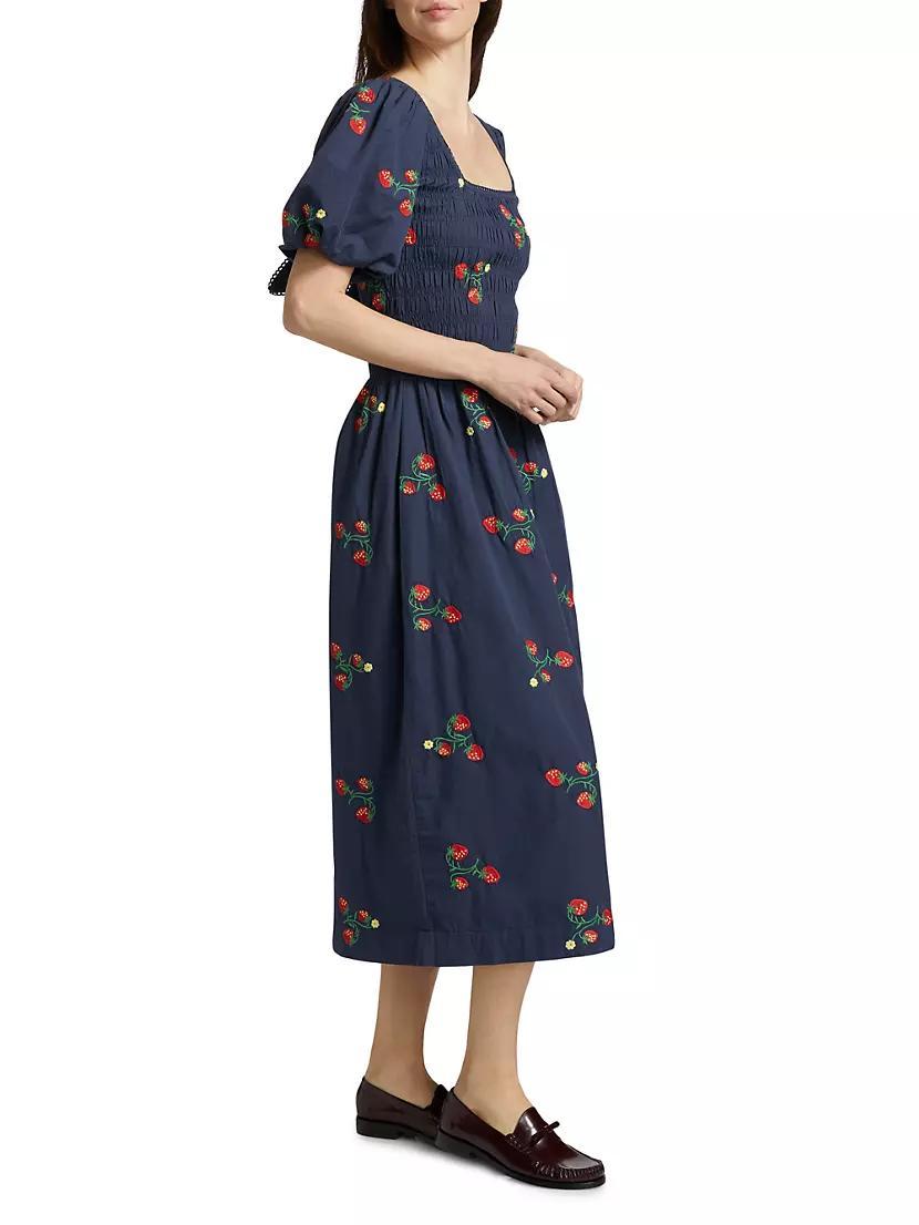 Lauren Strawberry Embroidered Midi-Dress Product Image