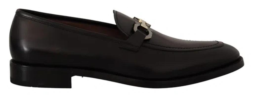 FERRAGAMO Black Gancini Loafers Product Image