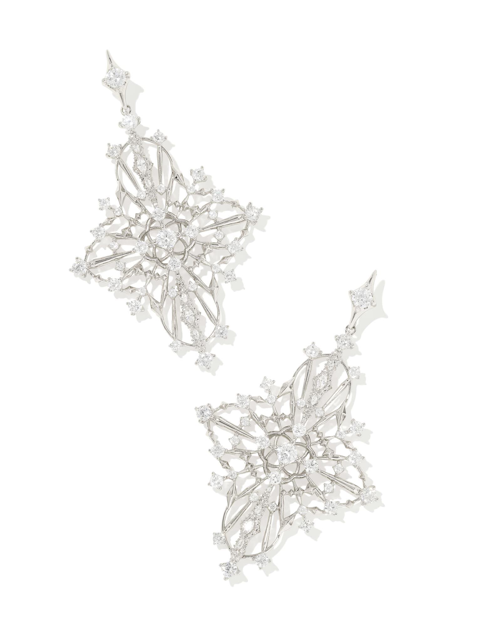 Rosalie Gold Statement Earrings in White CZ Product Image