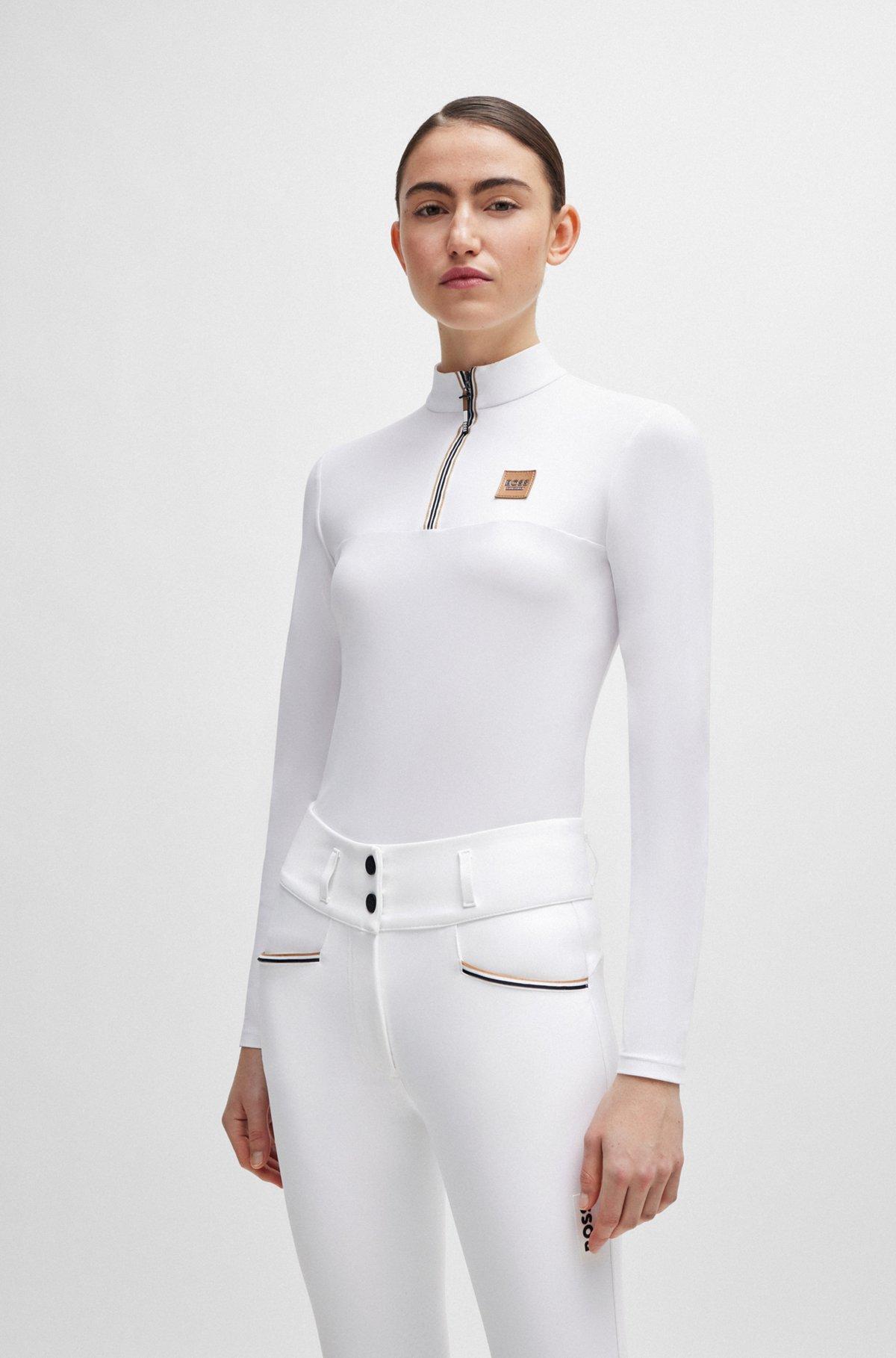 BOSS - Equestrian show top in super-stretch fabric - White Product Image