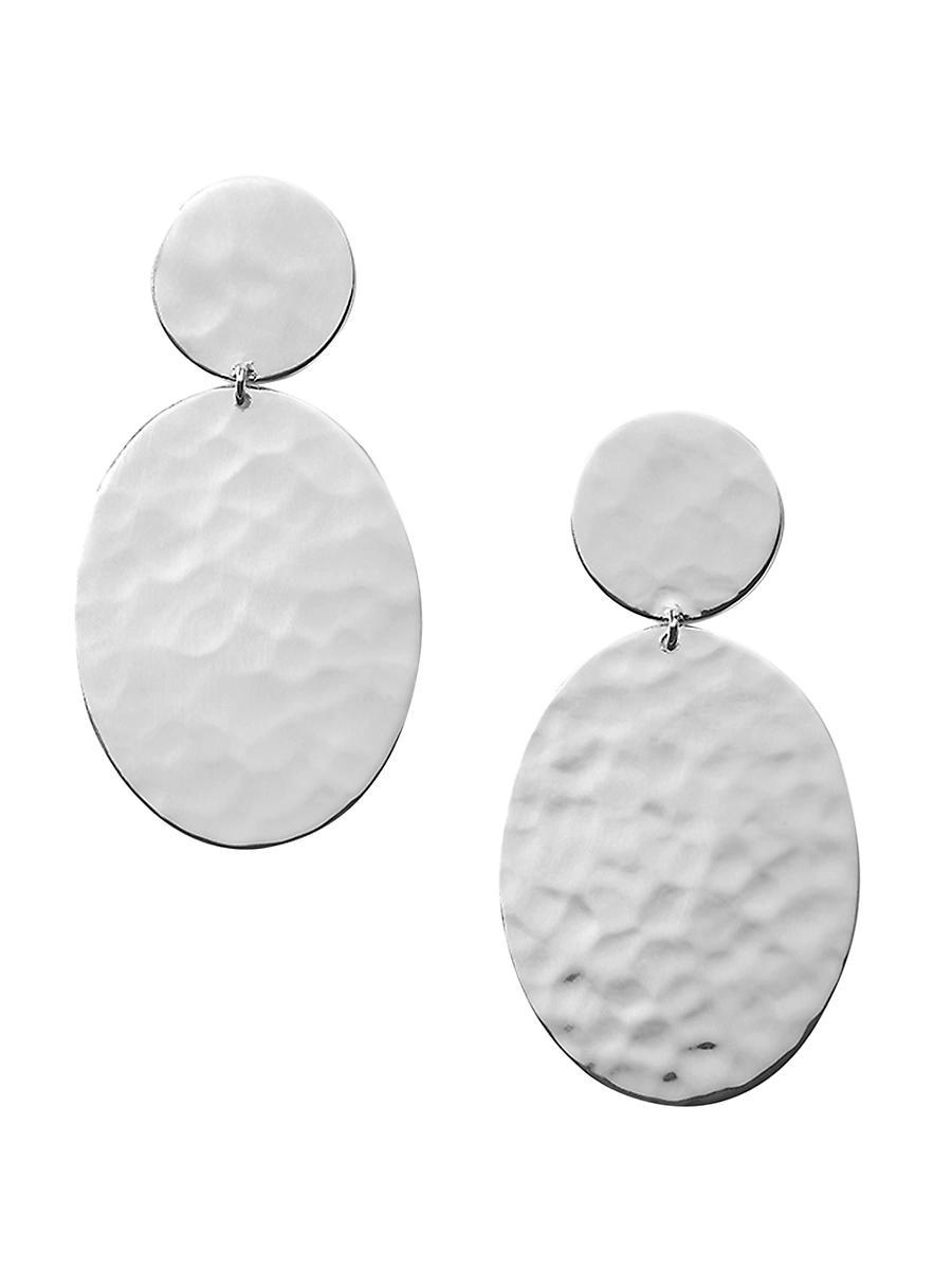 Womens Classico Hammered Sterling Oval Snowman Earrings Product Image