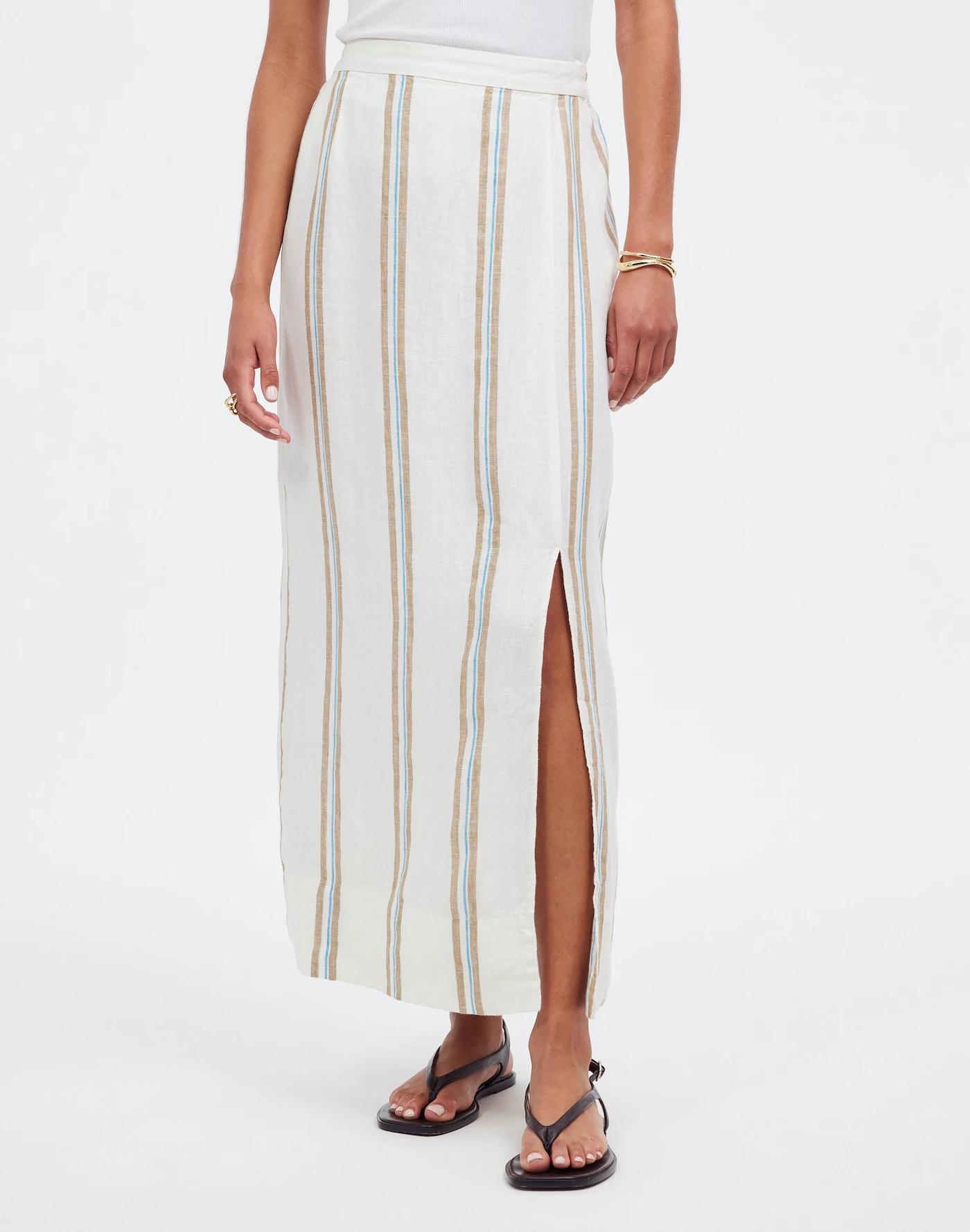 Column Maxi Skirt in 100% Linen Product Image
