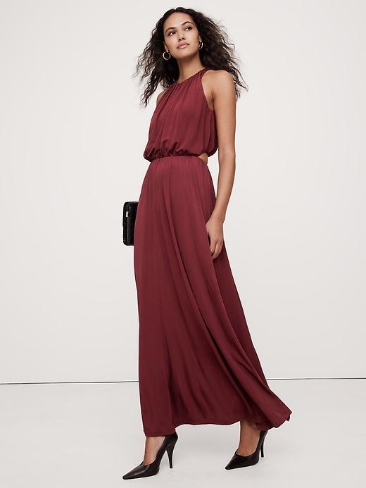 Crepe Knit Cut-Out Maxi Dress Product Image