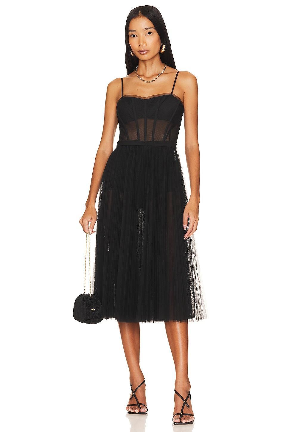 Sheer Corset Midi Dress BCBGMAXAZRIA Product Image