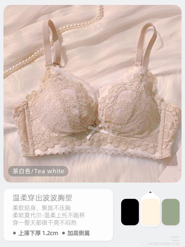 Bow Lace Wireless Bra / Panty / Set Product Image