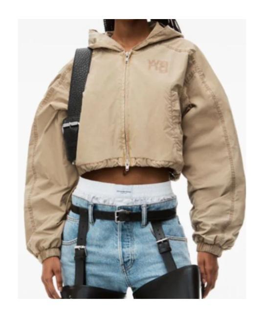 ALEXANDER WANG T Zip-up Hooded Jacket In Nude Product Image