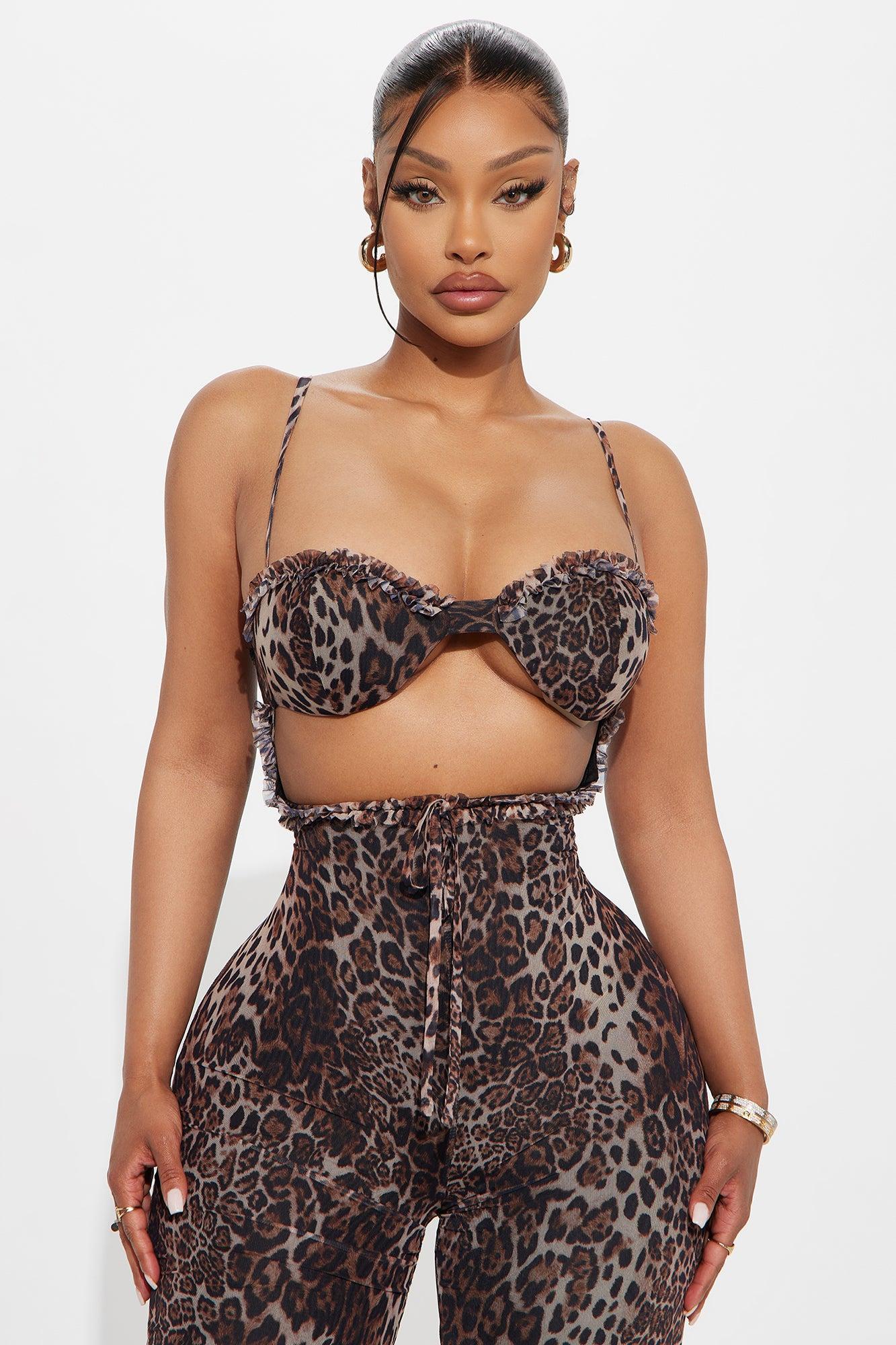 Lulu Leopard Print Mesh Jumpsuit - Brown Female Product Image
